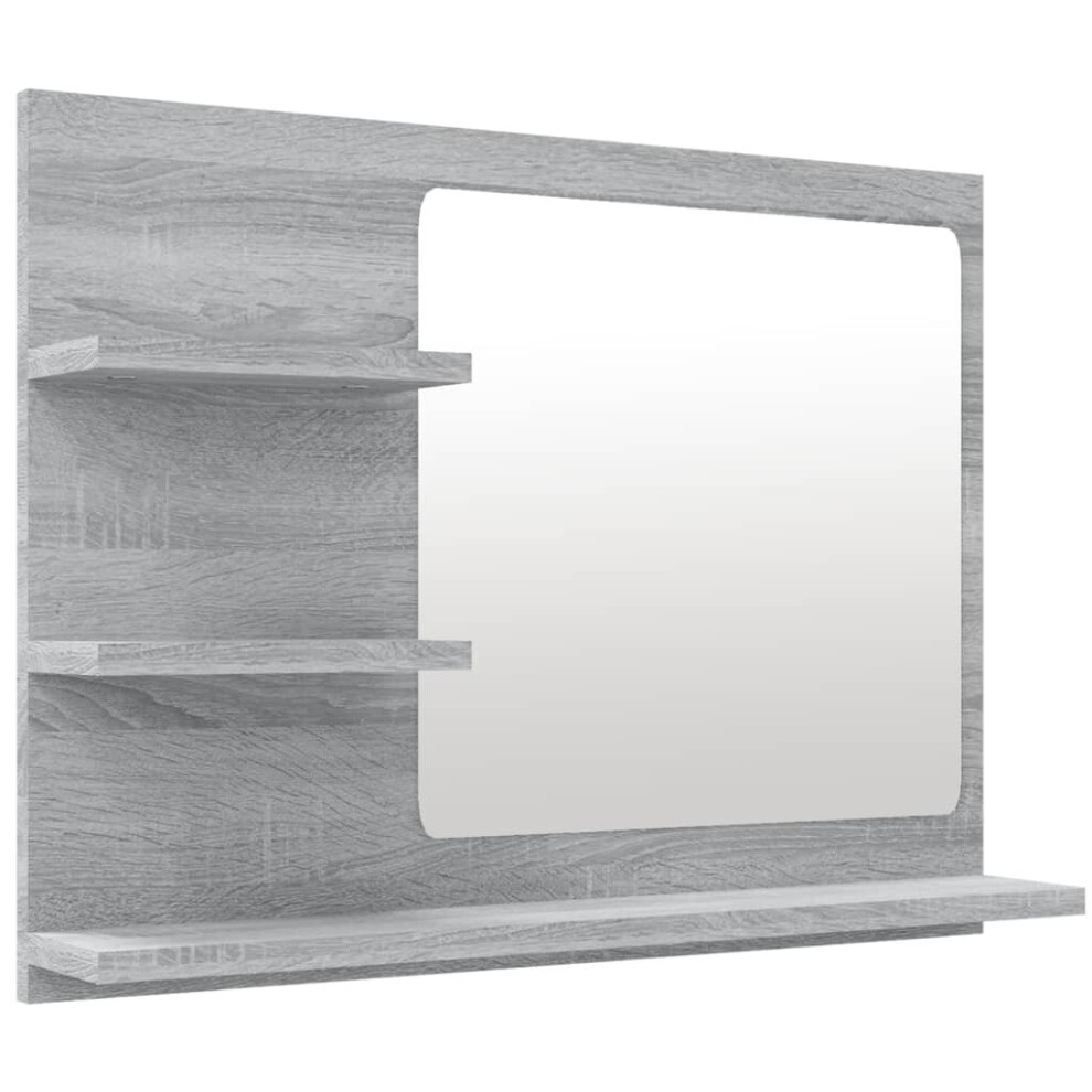 Vidaxl (Grey Sonoma) Bathroom Mirror Cosmetic Mirror Washroom Makeup Mirror Engineered Wood