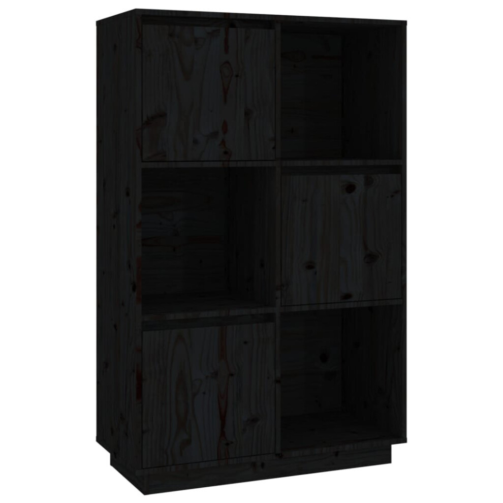VIDAXL Solid Pine Wood Highboard - Black - 117 x 74 x 35cm - Image 3