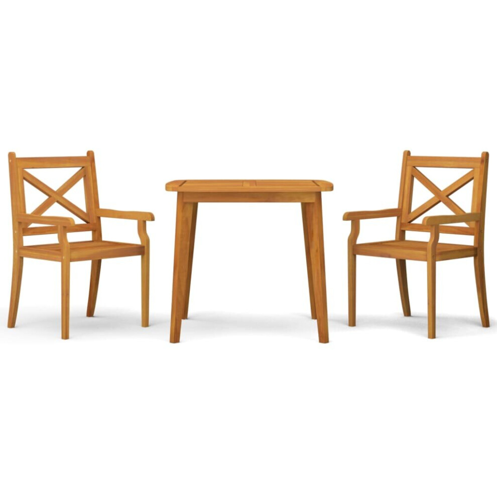 Vidaxl (85 Cm Table Length/3) Solid Wood Acacia Garden Dining Set Furniture Multi Sizes 3/5/7/9 Piece