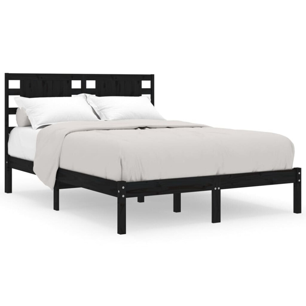 Vidaxl (Black, 200 X 200 Cm) Bed Frame Bed Base Bedstead Bedroom Mattress Foundation Solid Wood Pine