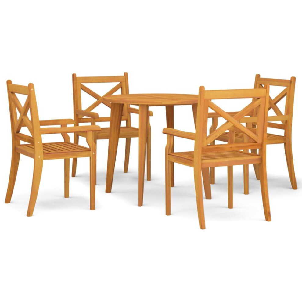 Vidaxl (Ø 85 Cm Table/5) Solid Wood Acacia Garden Dining Set Furniture Multi Sizes 3/5/7/9 Piece