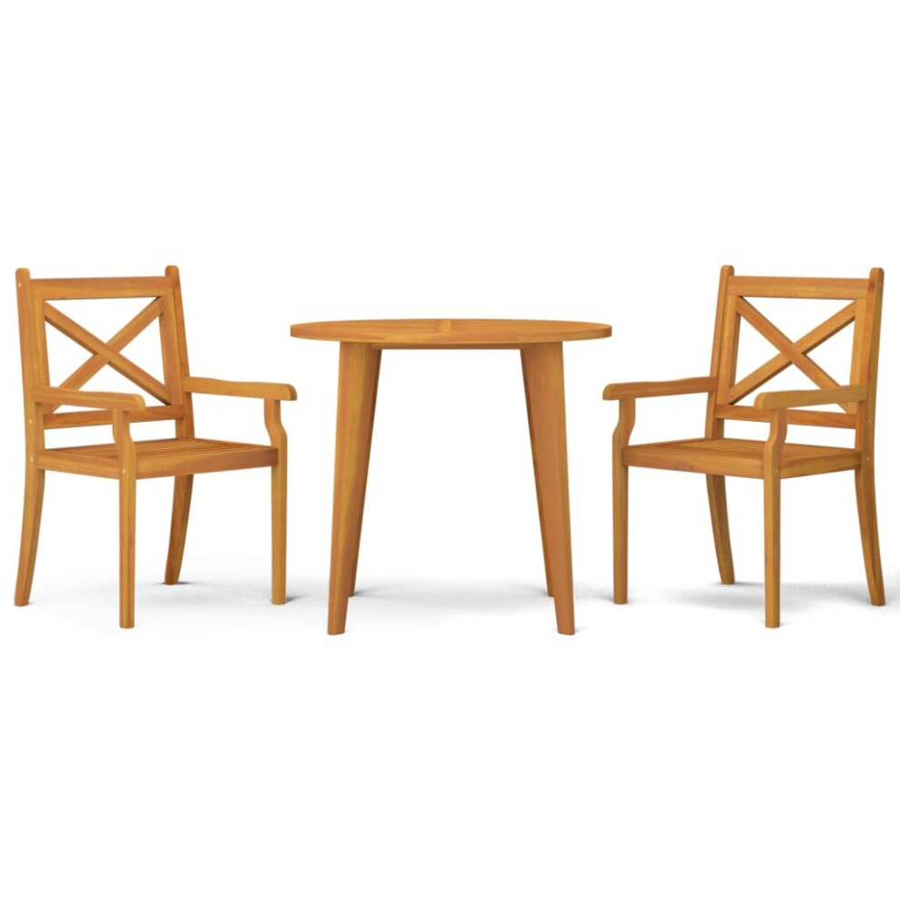 Vidaxl (Ø 85 Cm Table/3) Solid Wood Acacia Garden Dining Set Furniture Multi Sizes 3/5/7/9 Piece