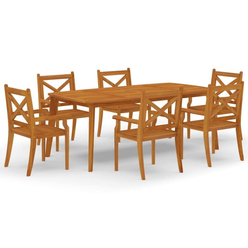 (200 cm table length/7) vidaXL Solid Wood Acacia Garden Dining Set Furniture Multi Sizes 3/5/7/9 Piece