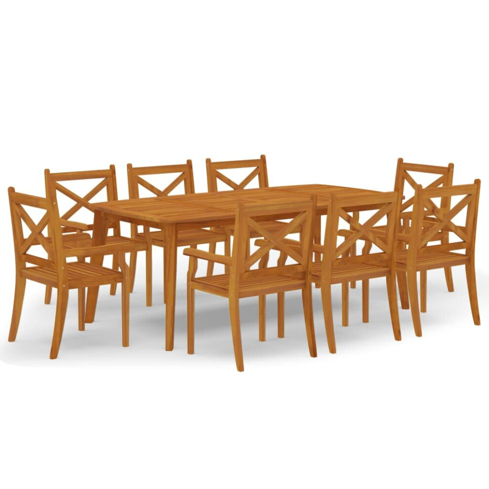 (200 cm table length/9) vidaXL Solid Wood Acacia Garden Dining Set Furniture Multi Sizes 3/5/7/9 Piece