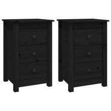 (black, 2) vidaXL 1/2x Solid Wood Pine Bedside Cabinet Side Table Cabinet Multi Colours