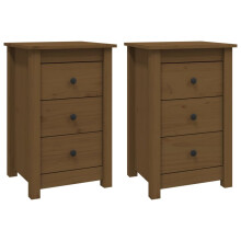 (honey brown, 2) vidaXL 1/2x Solid Wood Pine Bedside Cabinet Side Table Cabinet Multi Colours