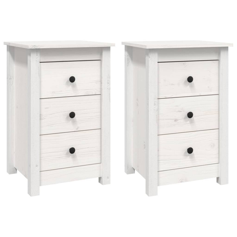 (white, 2) vidaXL 1/2x Solid Wood Pine Bedside Cabinet Side Table Cabinet Multi Colours