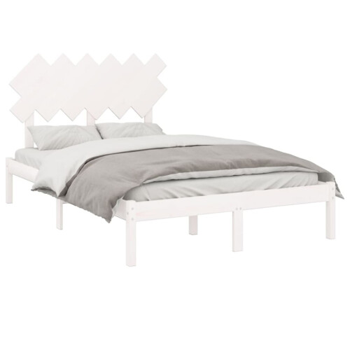 VidaXL (white, 135 x 190 cm) vidaXL Solid Wood Bed Frame Home Wooden Bed Base Bedstead Multi Colours/Sizes 2