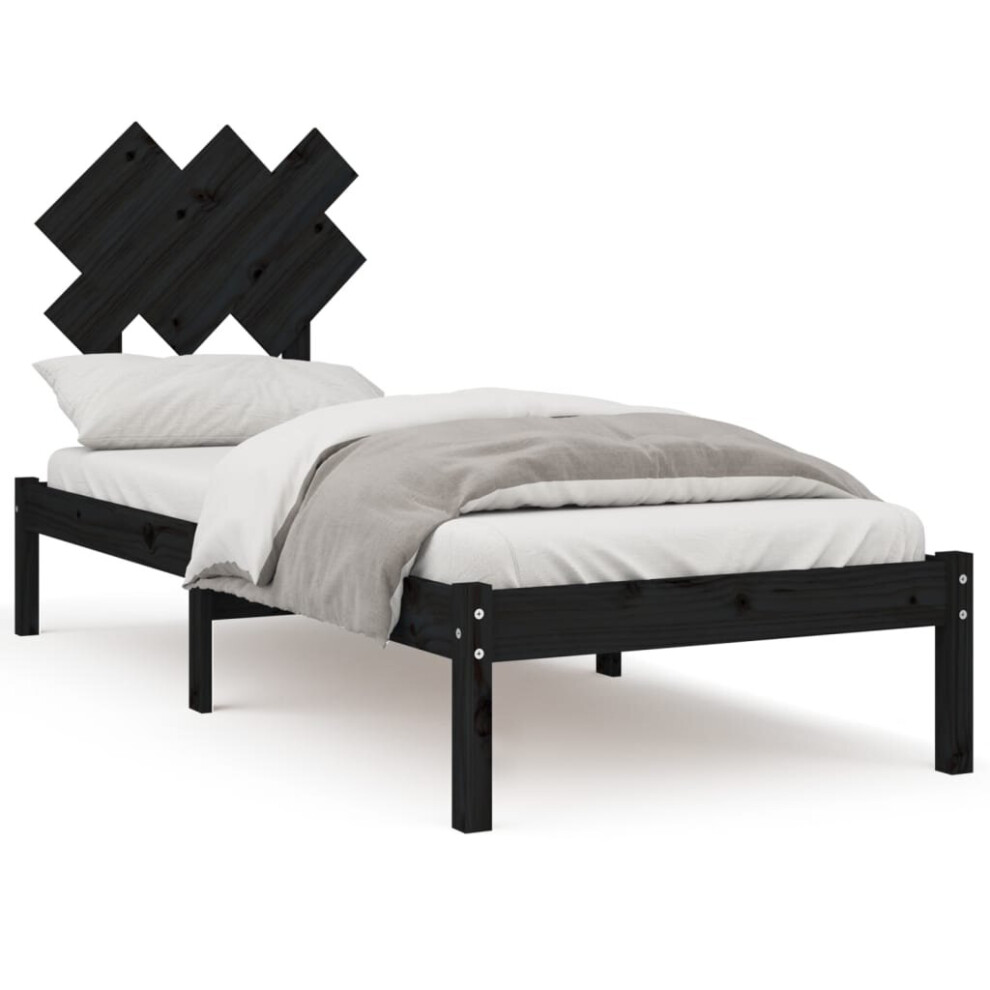 (black, 75 x 190 cm) vidaXL Solid Wood Bed Frame Home Wooden Bed Base Bedstead Multi Colours/Sizes