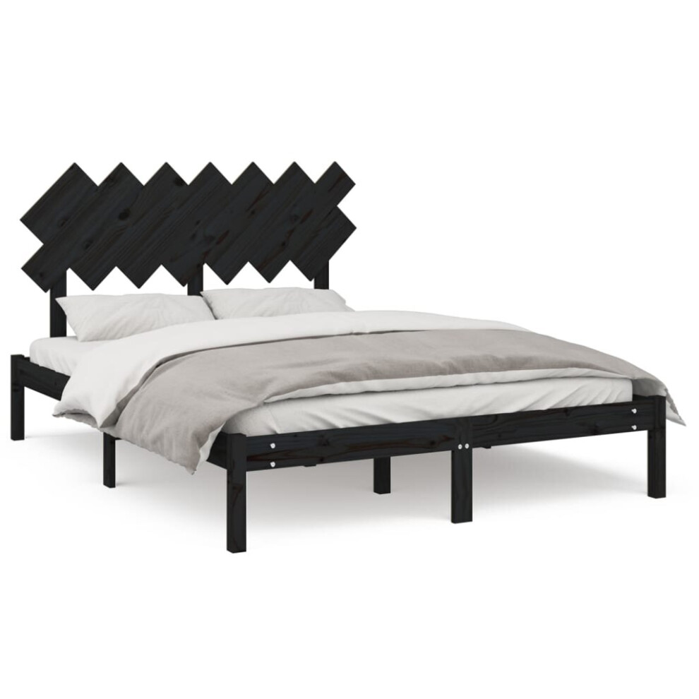 (black, 140 x 190 cm) vidaXL Solid Wood Bed Frame Home Wooden Bed Base Bedstead Multi Colours/Sizes