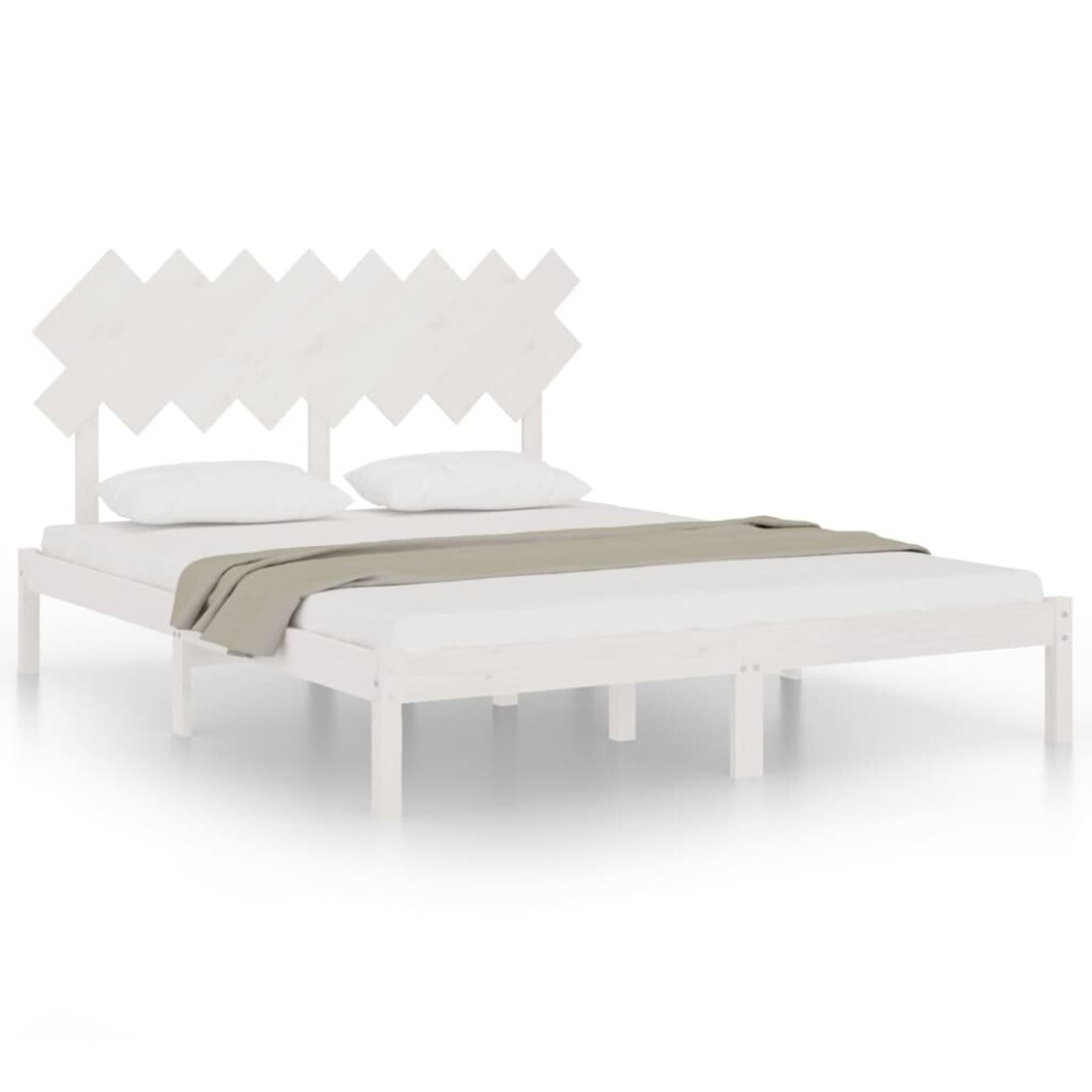 (white, 160 x 200 cm) vidaXL Solid Wood Bed Frame Home Wooden Bed Base Bedstead Multi Colours/Sizes