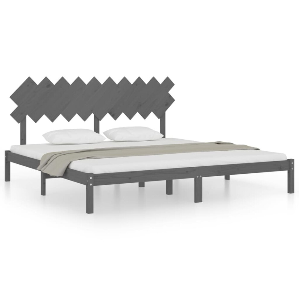 Vidaxl (Grey, 200 X 200 Cm) Solid Wood Bed Frame Home Wooden Bed Base Bedstead Multi Colours/Sizes