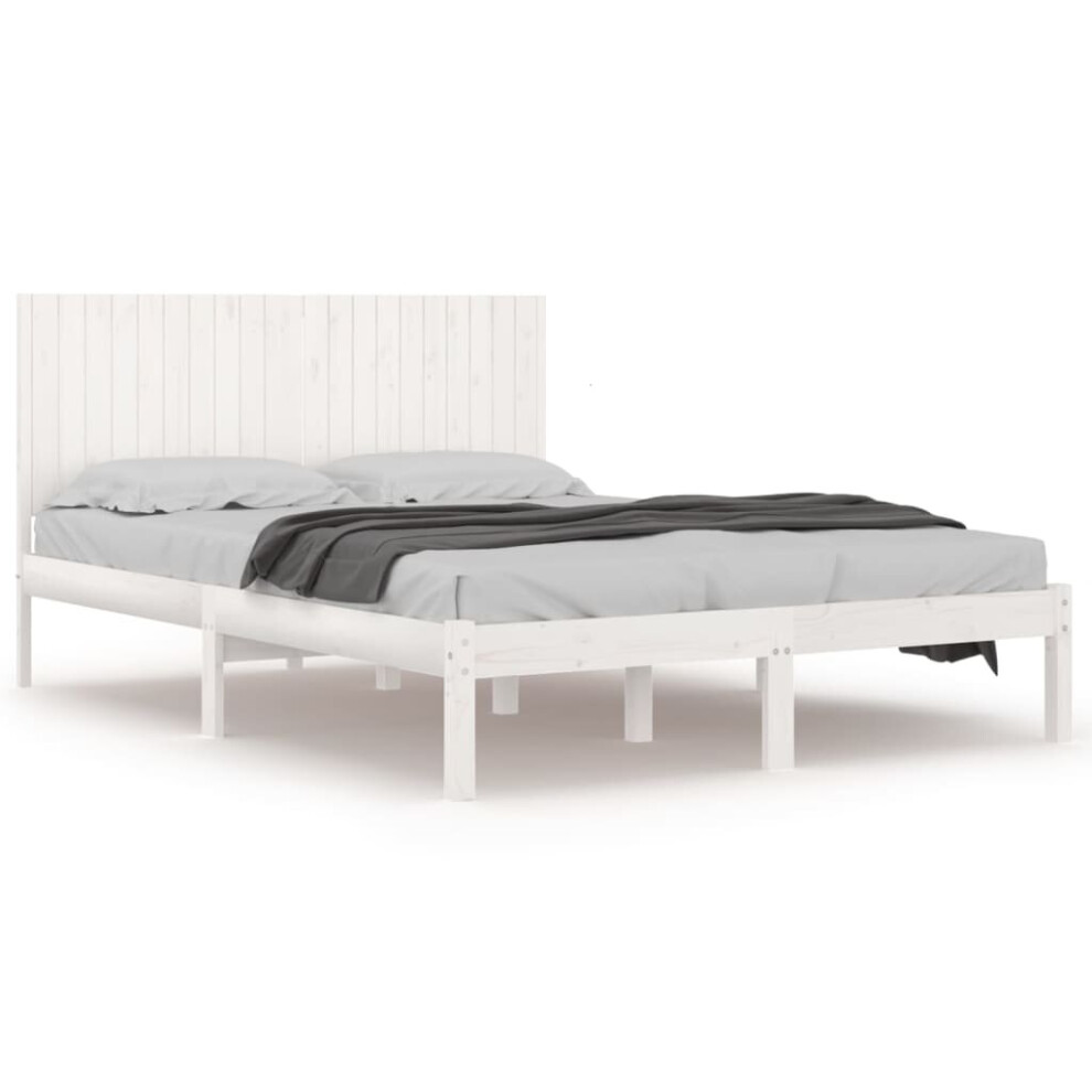 Vidaxl (White, 200 X 200 Cm) Bed Frame Bed Base Bedstead Bedroom Mattress Foundation Solid Wood Pine