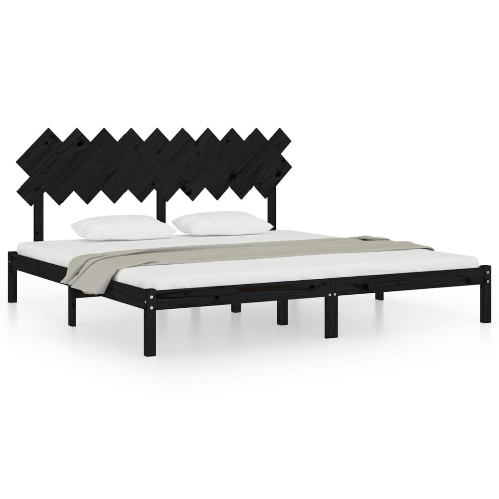 Vidaxl (Black, 200 X 200 Cm) Solid Wood Bed Frame Home Wooden Bed Base Bedstead Multi Colours/Sizes