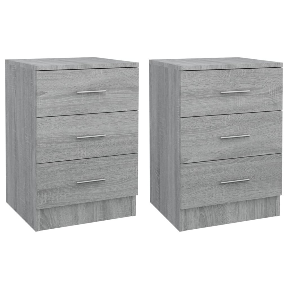 (grey sonoma, 2) vidaXL 1/2x Bedside Cabinet Chipboard Bedroom Nightstand Stand Multi Colours