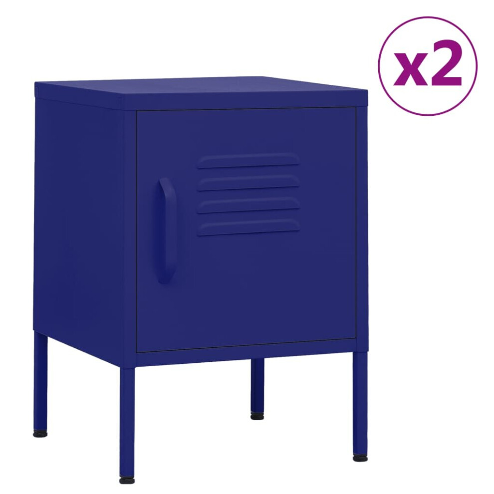 (navy blue, 2) vidaXL 1/2x Nightstand Steel Bedside Bed Side Storage Cabinet Multi Colours