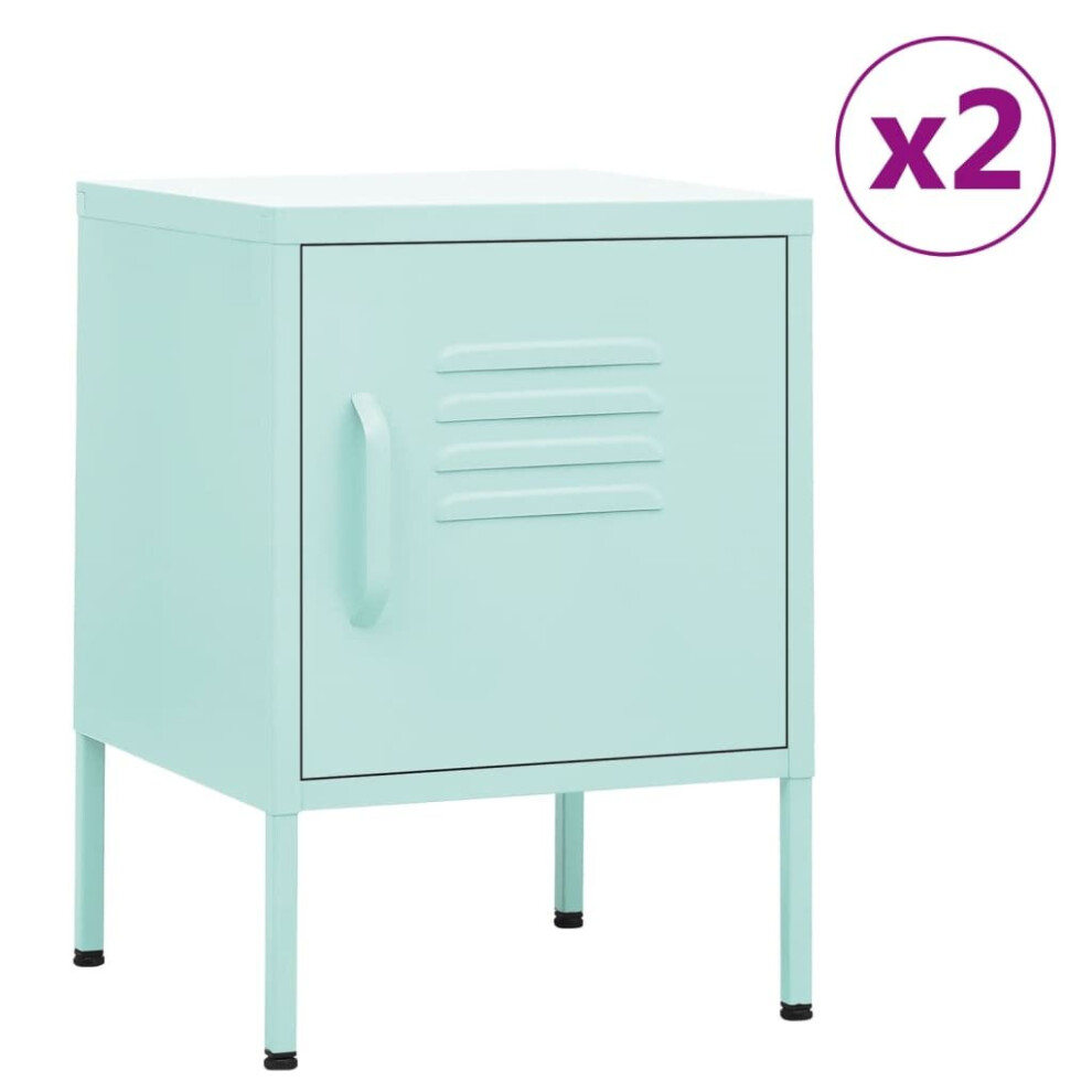 Vidaxl (Mint, 2) 1/2X Nightstand Steel Bedside Bed Side Storage Cabinet Multi Colours