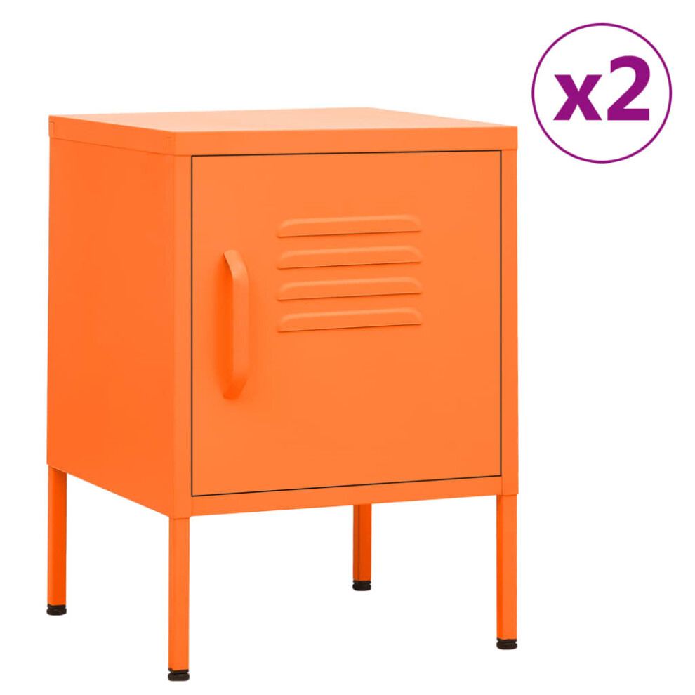 (orange, 2) vidaXL 1/2x Nightstand Steel Bedside Bed Side Storage Cabinet Multi Colours