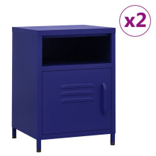 (navy blue, 2) vidaXL 1/2x Nightstand Steel Bedside Bed Side Storage Cabinet Multi Colours