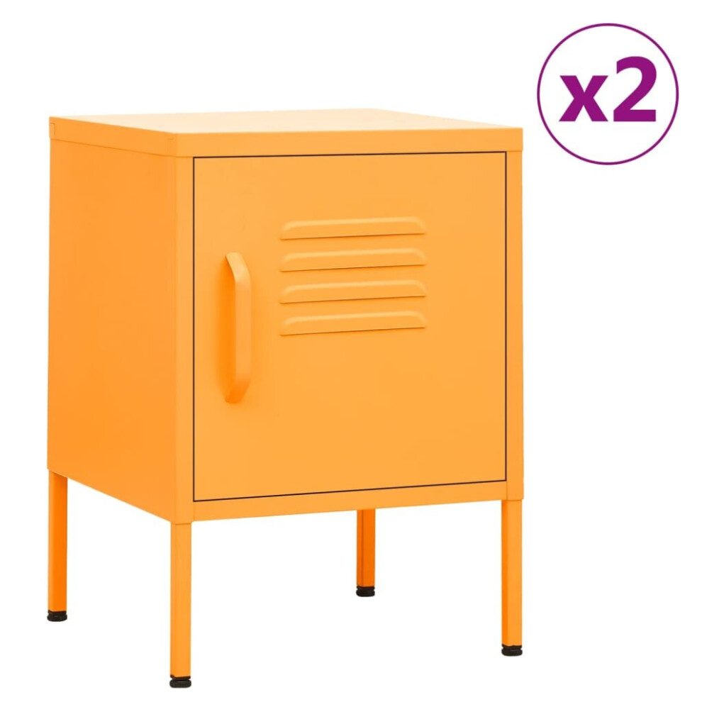 Vidaxl (Mustard Yellow, 2) 1/2X Nightstand Steel Bedside Bed Side Storage Cabinet Multi Colours