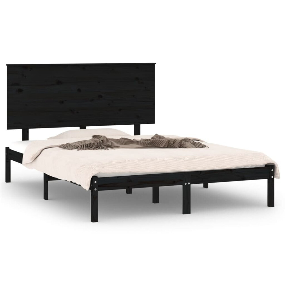 (black, 140 x 190 cm) vidaXL Solid Wood Pine Bed Frame Wooden Bedstead Bed Base Multi Colours/Sizes