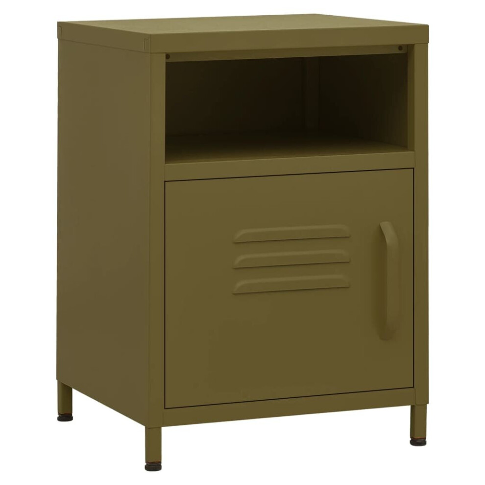 (olive green, 1) vidaXL 1/2x Nightstand Steel Bedside Bed Side Storage Cabinet Multi Colours