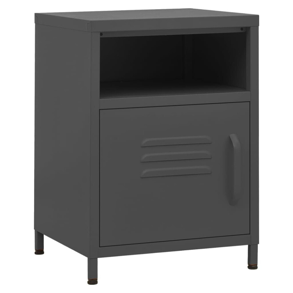 (anthracite, 1) vidaXL 1/2x Nightstand Steel Bedside Bed Side Storage Cabinet Multi Colours-image-OPC-P9SBXMK-NEW