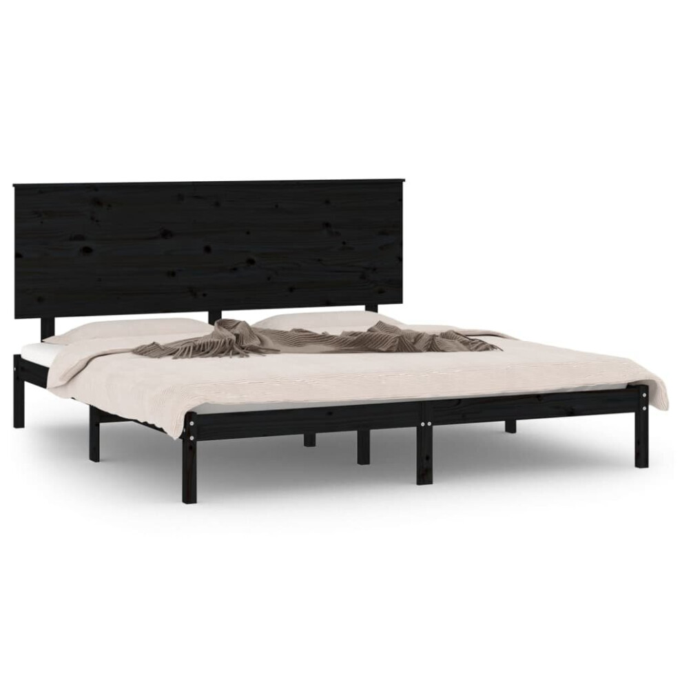 Vidaxl (Black, 200 X 200 Cm) Solid Wood Pine Bed Frame Wooden Bedstead Bed Base Multi Colours/Sizes