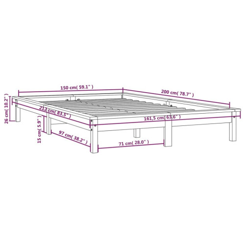 VidaXL (white, 150 x 200 cm) vidaXL Solid Wood Pine Bed Frame Wooden Bedstead Bed Base Multi Colours/Sizes 1