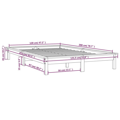 VidaXL (white, 120 x 200 cm) vidaXL Solid Wood Pine Bed Frame Wooden Bedstead Bed Base Multi Colours/Sizes 1