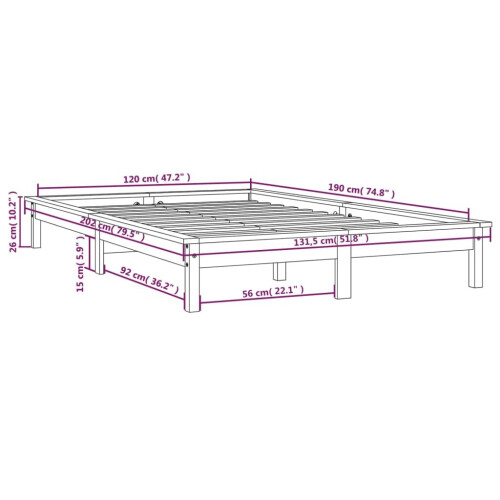 VidaXL (grey, 120 x 190 cm) vidaXL Solid Wood Pine Bed Frame Wooden Bedstead Bed Base Multi Colours/Sizes 1