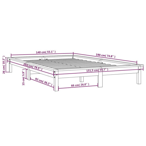 VidaXL (white, 140 x 190 cm) vidaXL Solid Wood Pine Bed Frame Wooden Bedstead Bed Base Multi Colours/Sizes 1