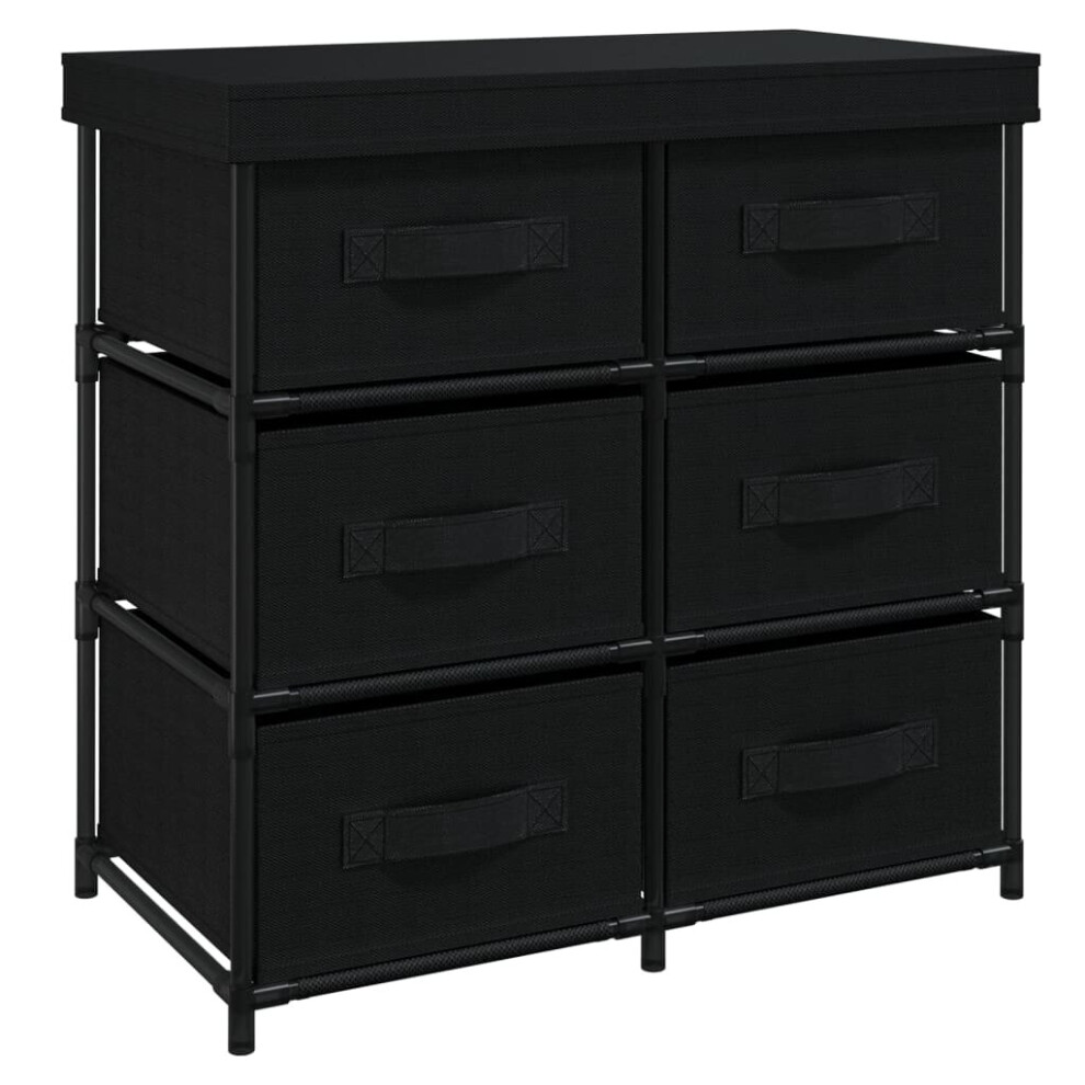 (black) vidaXL Storage Cabinet with 6 Drawers Storage Organiser Drawer Chest Steel