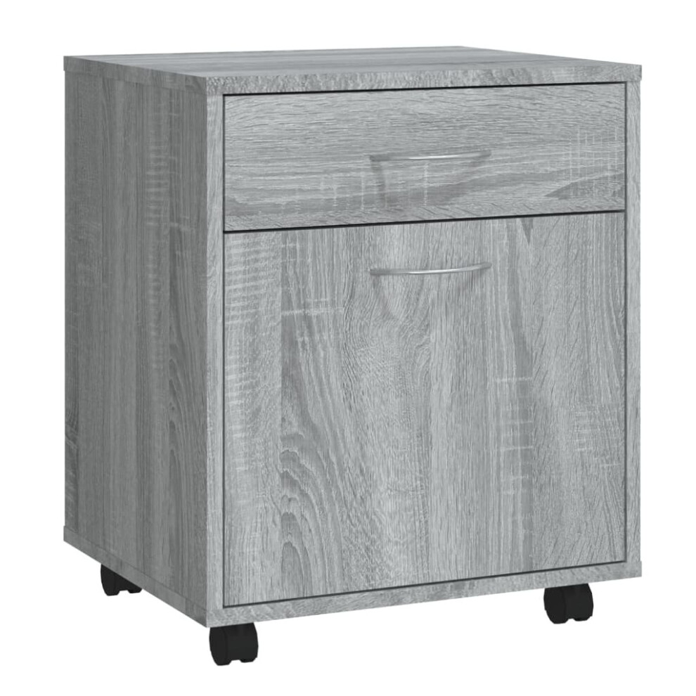 Vidaxl (Grey Sonoma) Rolling Cabinet Office Side Table Hall Drawer Cabinet Engineered Wood