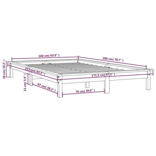 VidaXL (white, 160 x 200 cm) vidaXL Solid Wood Pine Bed Frame Wooden Bedstead Bed Base Multi Colours/Sizes 1