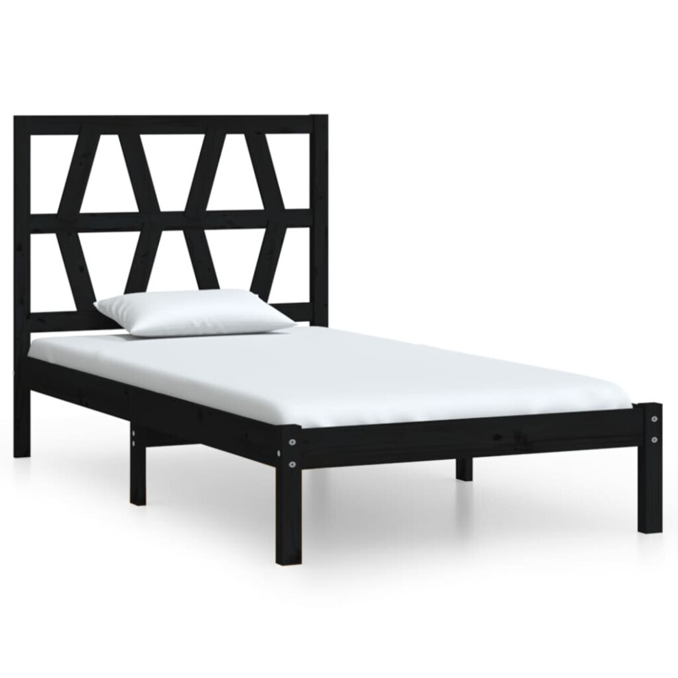 (black, 75 x 190 cm) vidaXL Solid Wood Pine Bed Frame Wooden Bedstead Bed Base Multi Colours/Sizes