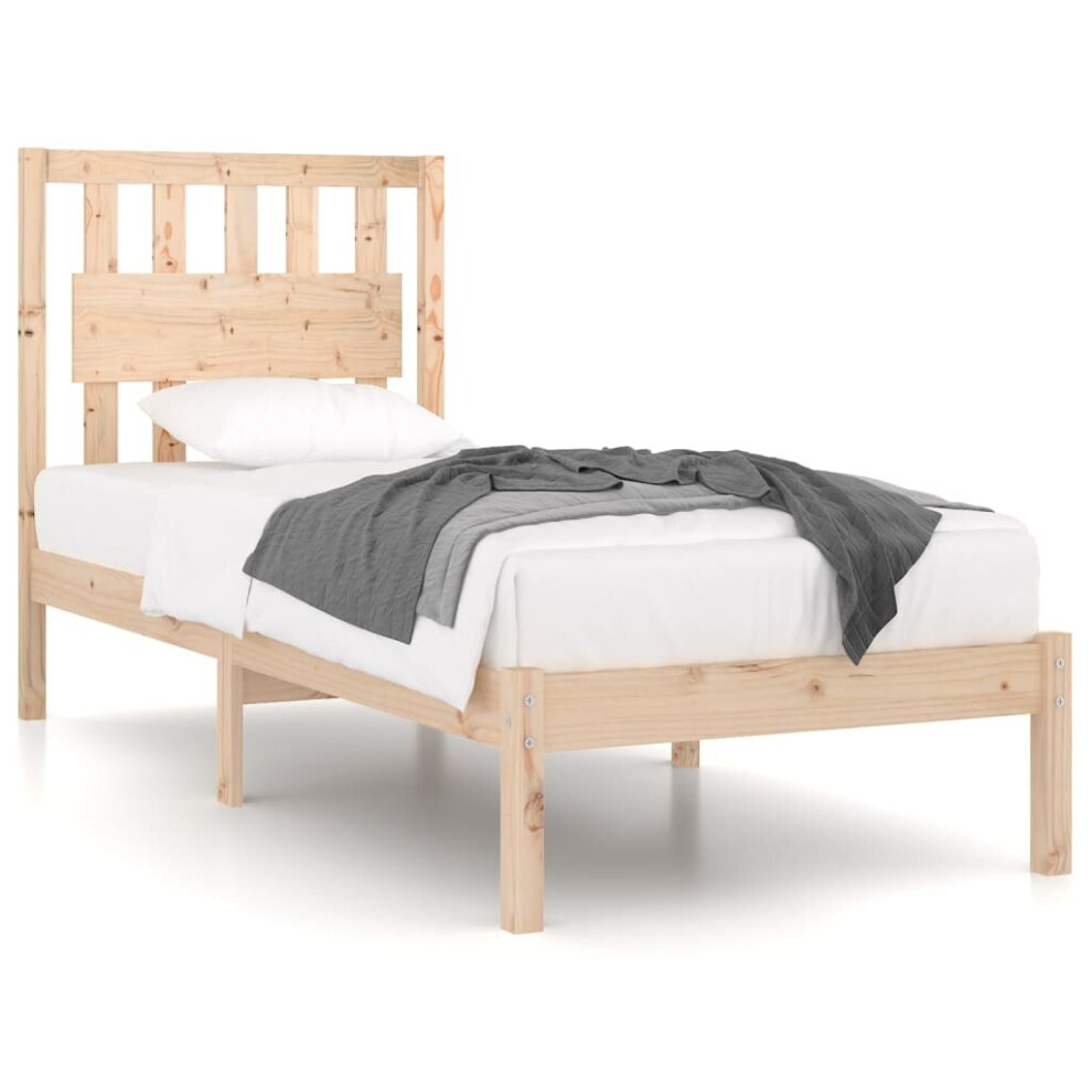 Vidaxl (Brown, 90 X 190 Cm) Bed Frame Bed Base Bedstead Bedroom Mattress Foundation Solid Wood Pine