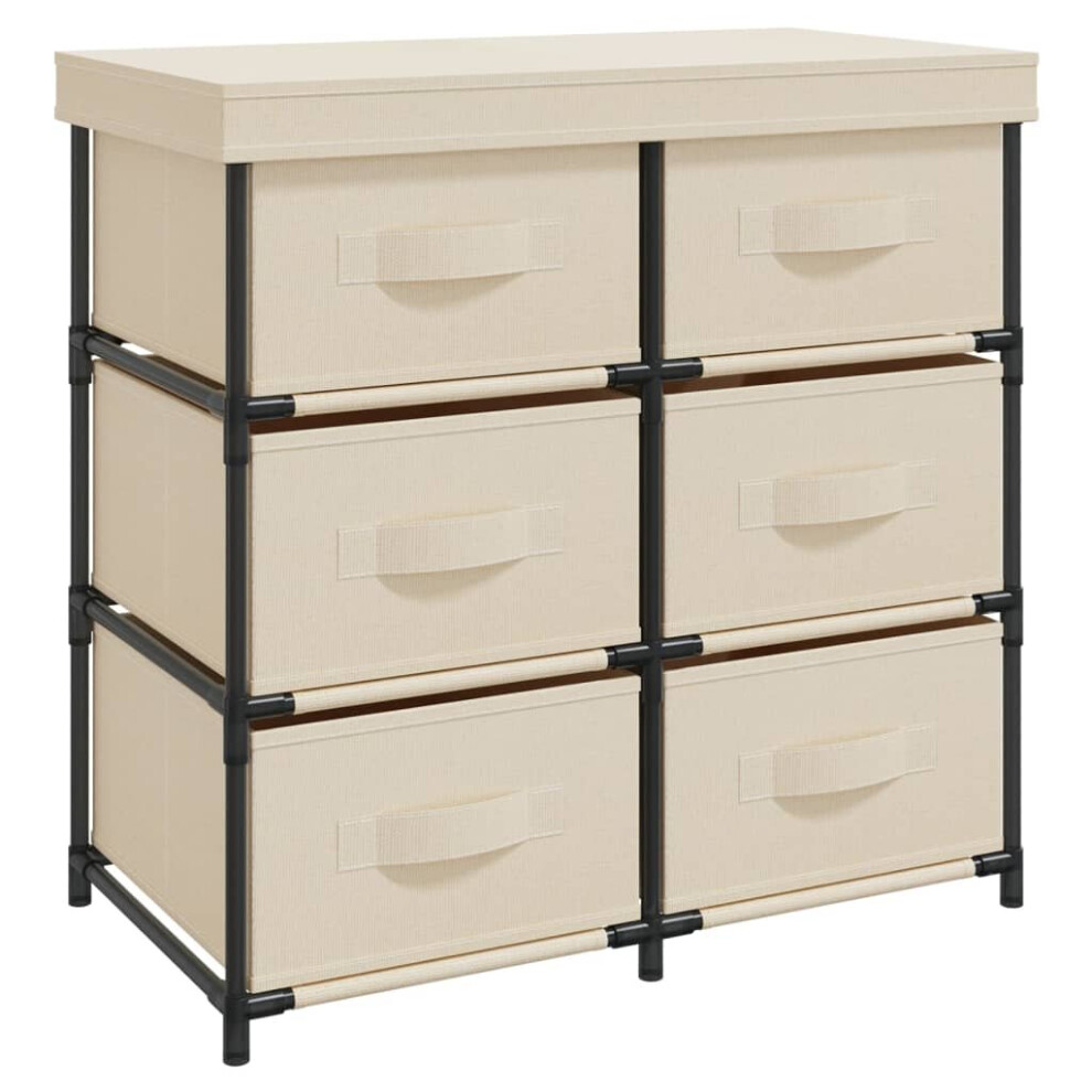 (cream) vidaXL Storage Cabinet with 6 Drawers Storage Organiser Drawer Chest Steel