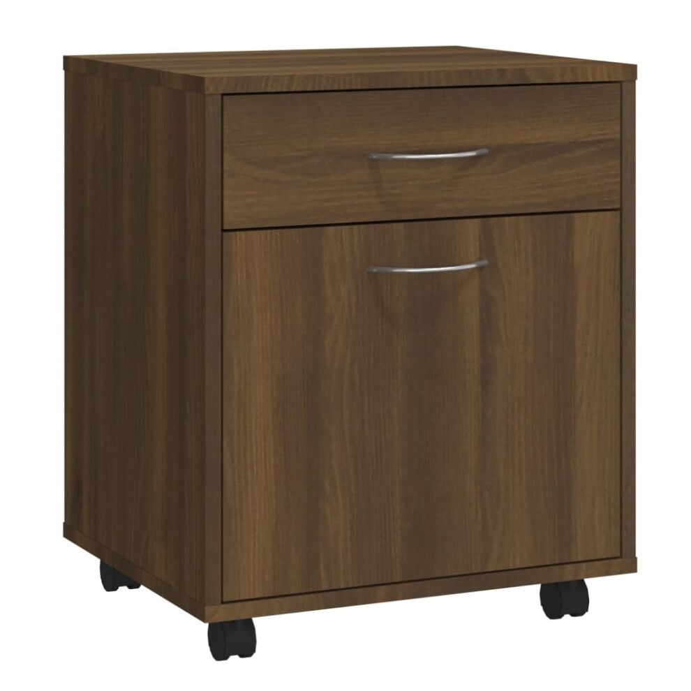 (brown oak) vidaXL Rolling Cabinet Office Side Table Hall Drawer Cabinet Engineered Wood