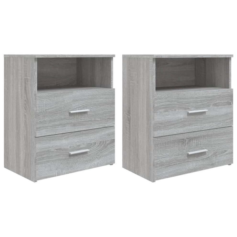 (grey sonoma, 2) vidaXL 1/2x Bed Cabinet Bedside Storage Cabinet Nightstand Set Multi Colours