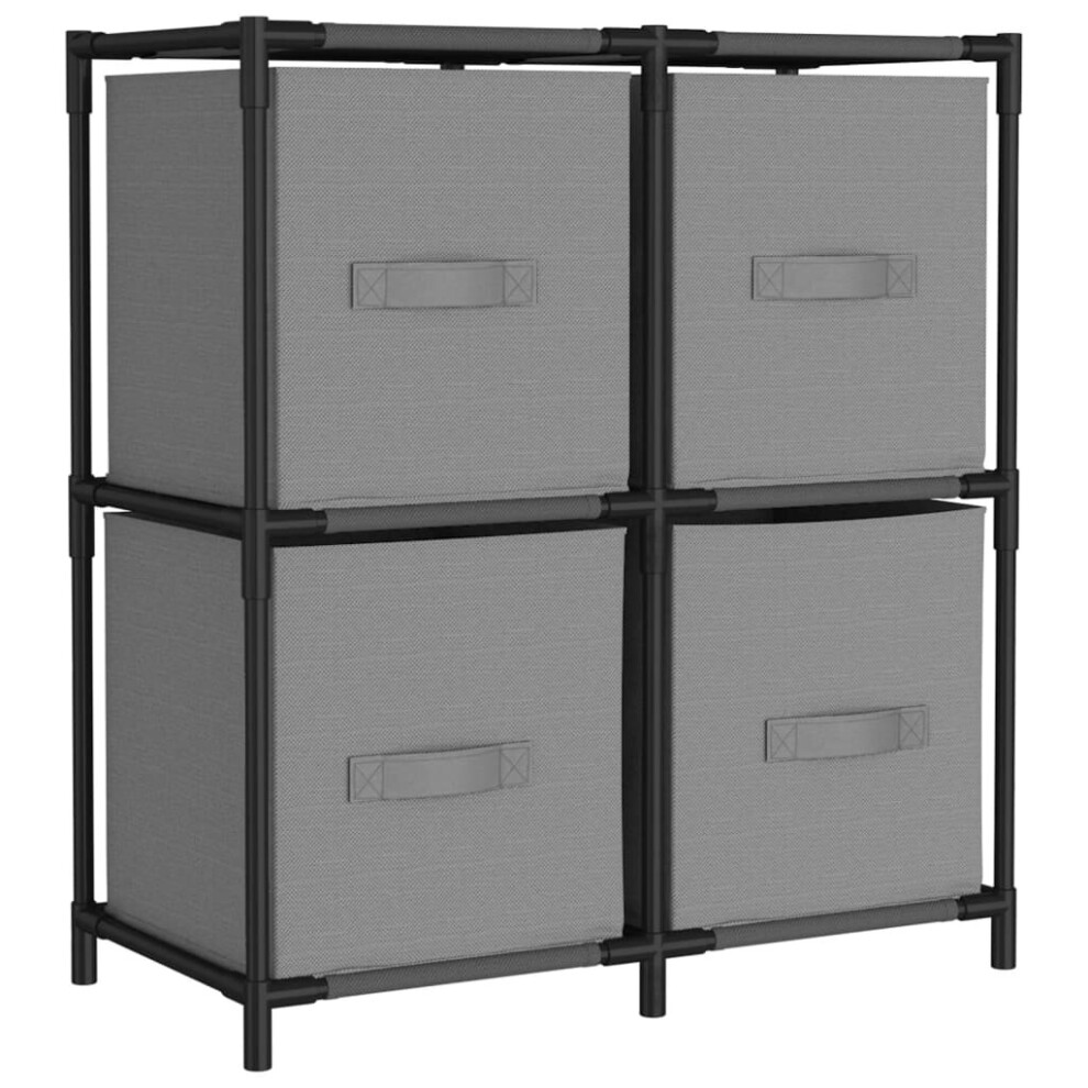 (grey) vidaXL Storage Cabinet with 4 Fabric Baskets Drawer Organiser Rack Unit Steel