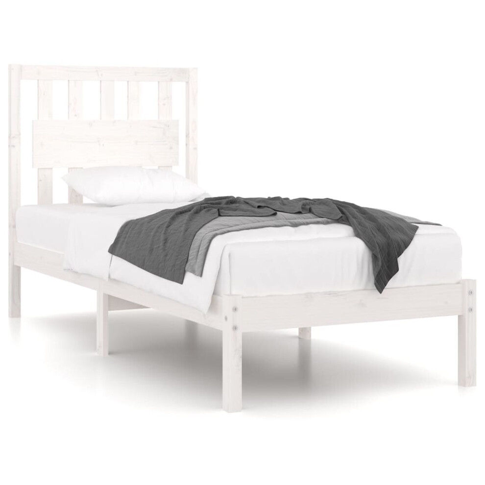 Vidaxl (White, 90 X 190 Cm) Bed Frame Bed Base Bedstead Bedroom Mattress Foundation Solid Wood Pine