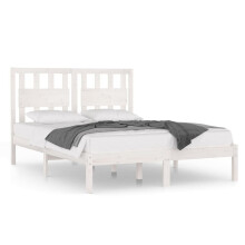 (white, 160 x 200 cm) vidaXL Bed Frame Bed Base Bedstead Bedroom Mattress Foundation Solid Wood Pine