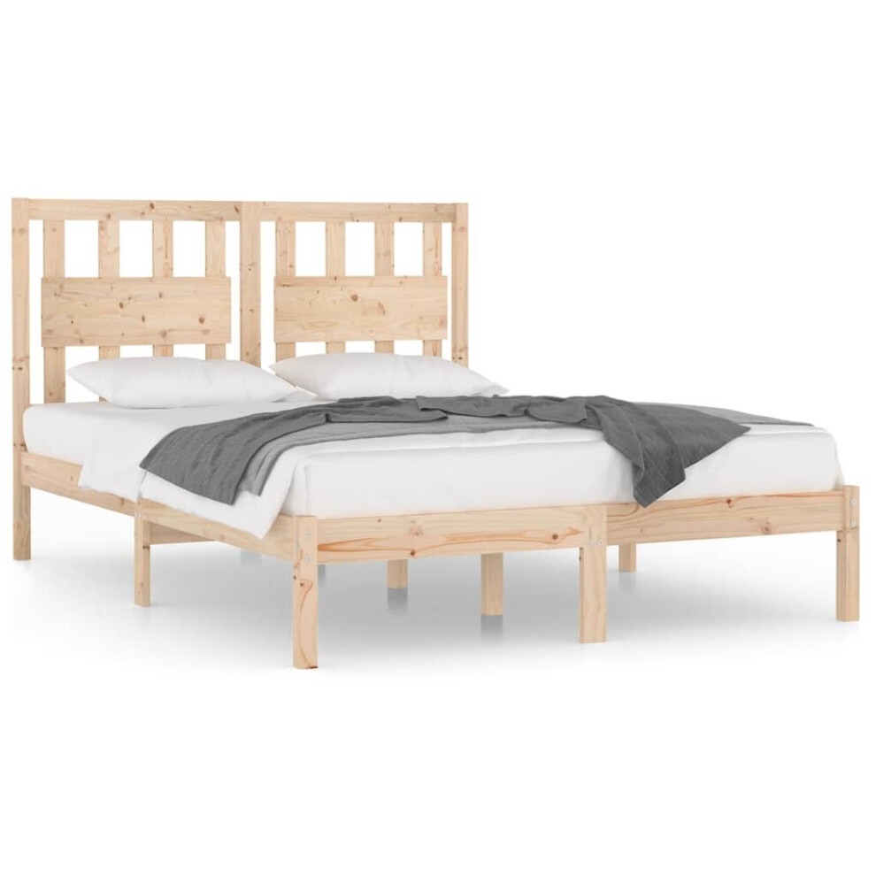 Vidaxl (Brown, 150 X 200 Cm) Bed Frame Bed Base Bedstead Bedroom Mattress Foundation Solid Wood Pine