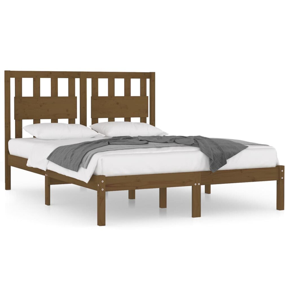 Vidaxl (Honey Brown, 200 X 200 Cm) Bed Frame Bed Base Bedstead Bedroom Mattress Foundation Solid Wood Pine