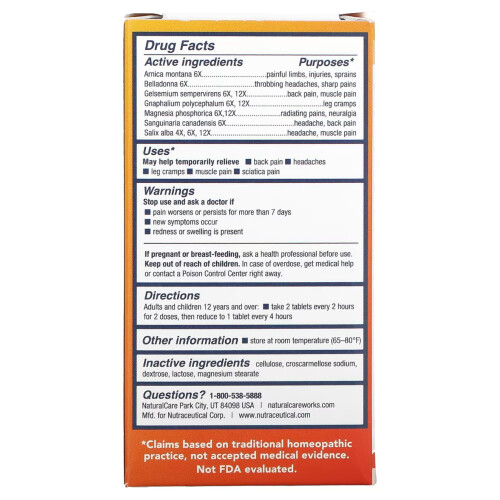 NatraBio, Pain Relief, 60 Tablets 2