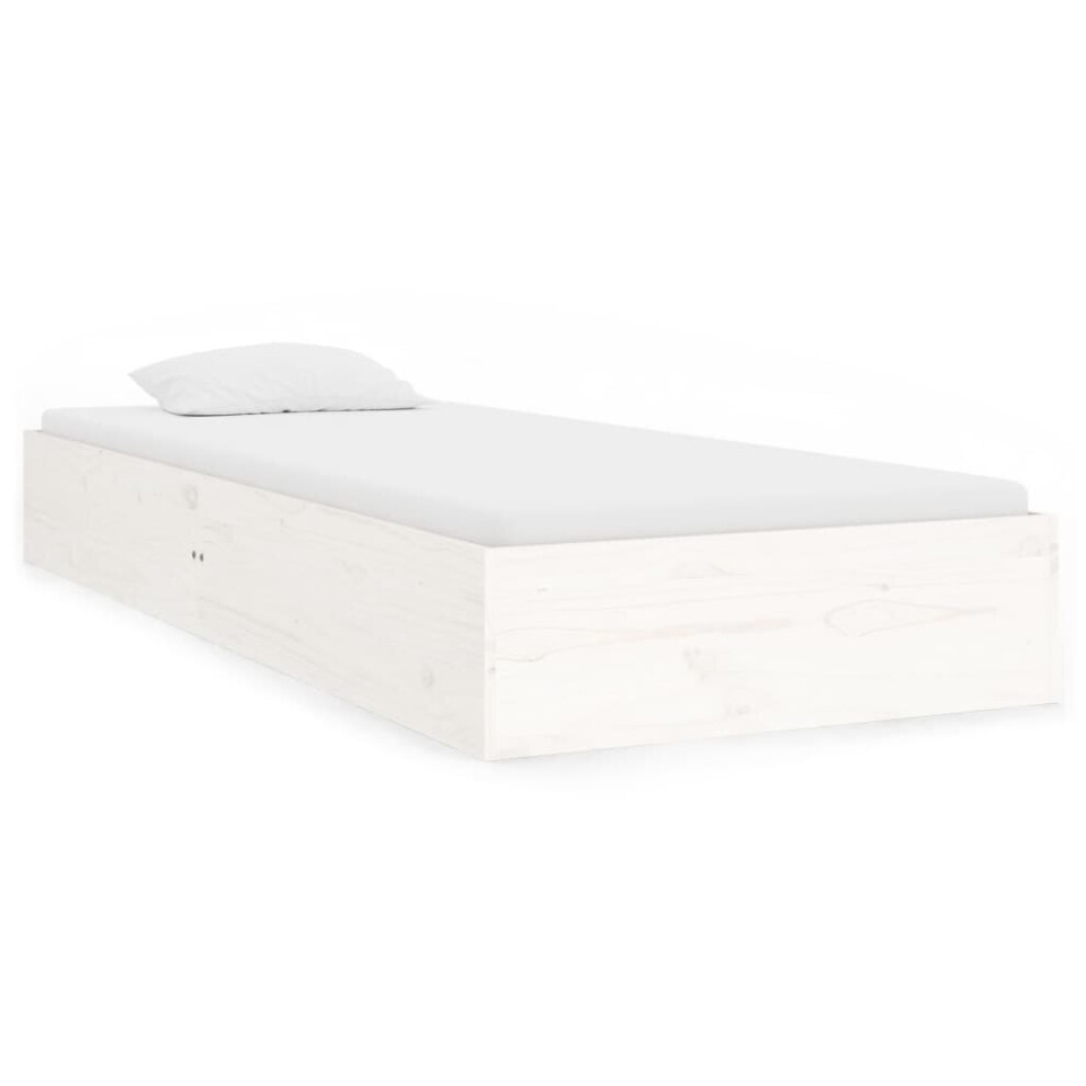 Vidaxl (White, 75 X 190 Cm) Bed Frame Home Wooden Bedstead Bed Base Mattress Foundation Solid Wood