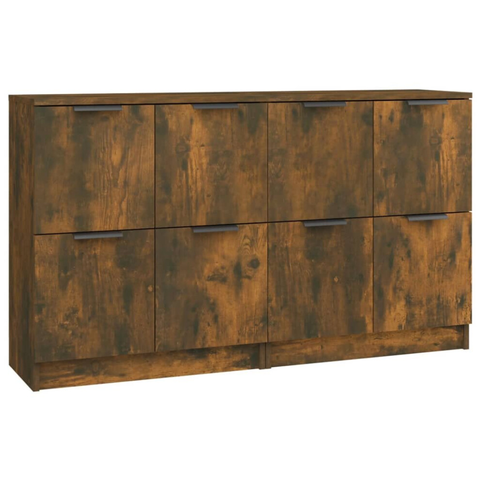 (smoked oak, 187) vidaXL 2x Sideboards Engineered Wood Storage Cabinet Cupboard Multi Colours