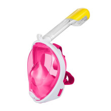 (Pink-S, M) Full Face Dry Diving Mask Adult Silicone Snorkeling Suit