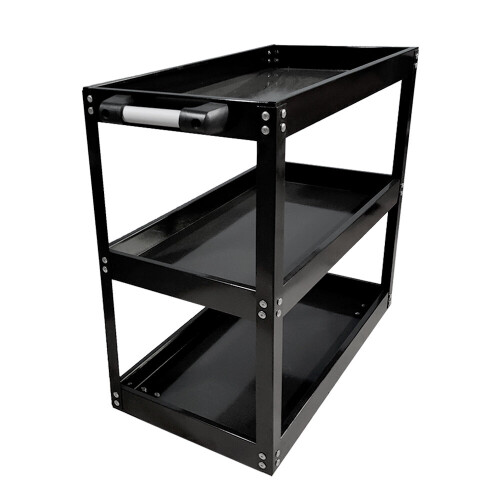 (Black) 3 Tier Workshop Cart Heavy Duty Cart With Wheels